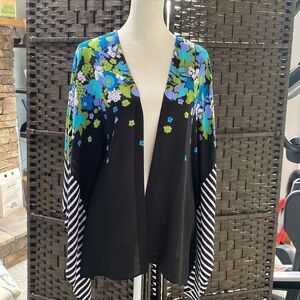 Bob Mackie Wearable Art Black Floral Cape Cover up